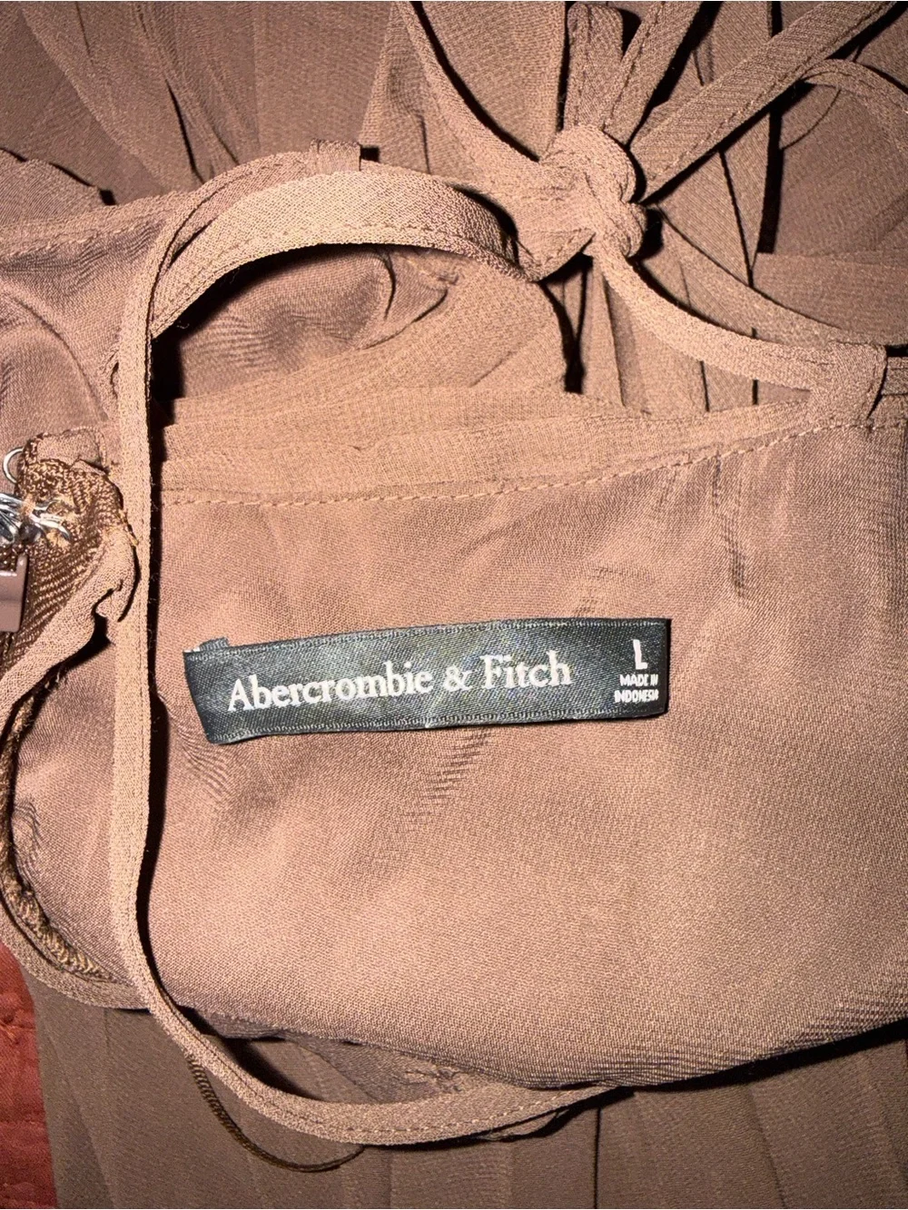 Abercrombie & Fitch Brown Pleated Cutout Maxi Dress